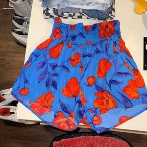 Floral Blue and Orange Women's Shorts